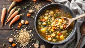 Soupe paysanne aux légumes racines et orge perlée : le dîner ultra facile, nourrissant et sain qui change du potage classique