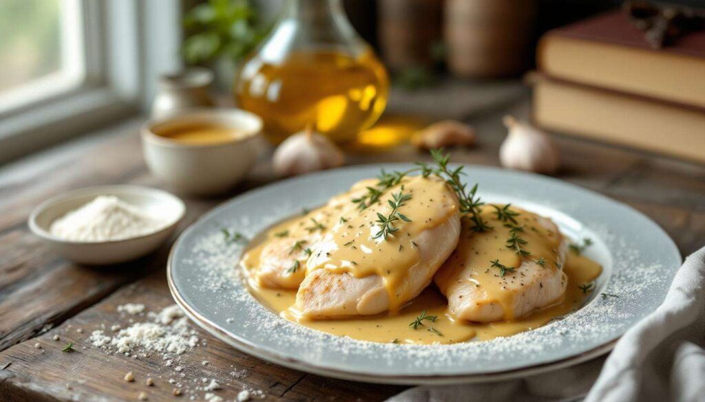 Ce plat de poulet crémeux fait maison, parfumé à la moutarde, est l’accord parfait pour un déjeuner réussi