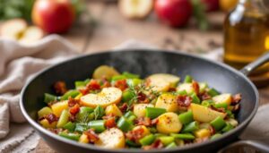 Poêlée poireaux-pommes-lardons : un délice rapide en 10 minutes pour toute la famille