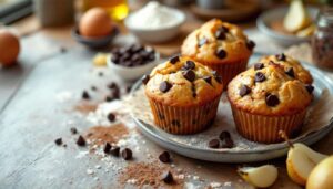 Muffins poire et chocolat noir pour un goûter réconfortant