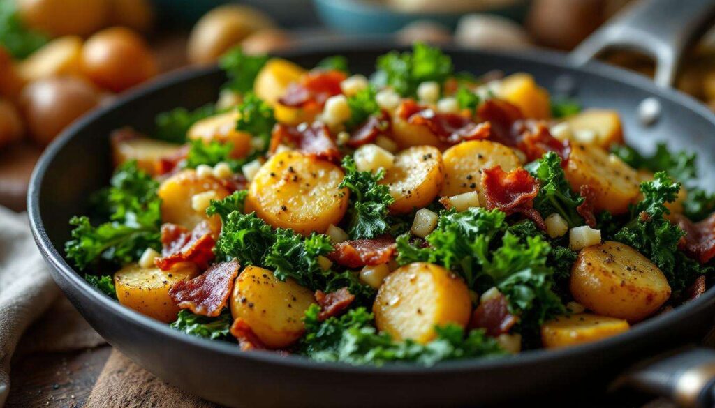 « J’adore cette poêlée rustique » : le mélange chou kale, pommes de terre et lardons qui change tout en semaine