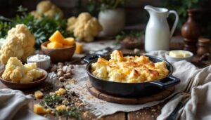 Délice fondant : gratin de chou-fleur au fromage à raclette, une recette gourmande à savourer
