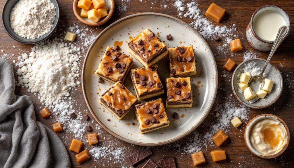 Barres sablées caramel chocolat façon biscuit gourmand