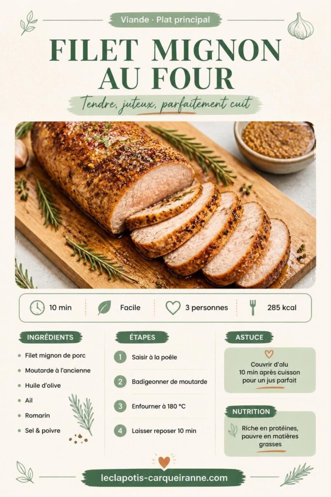 Filet mignon au four doré et tranché, servi avec du romarin, épinglé sur Pinterest